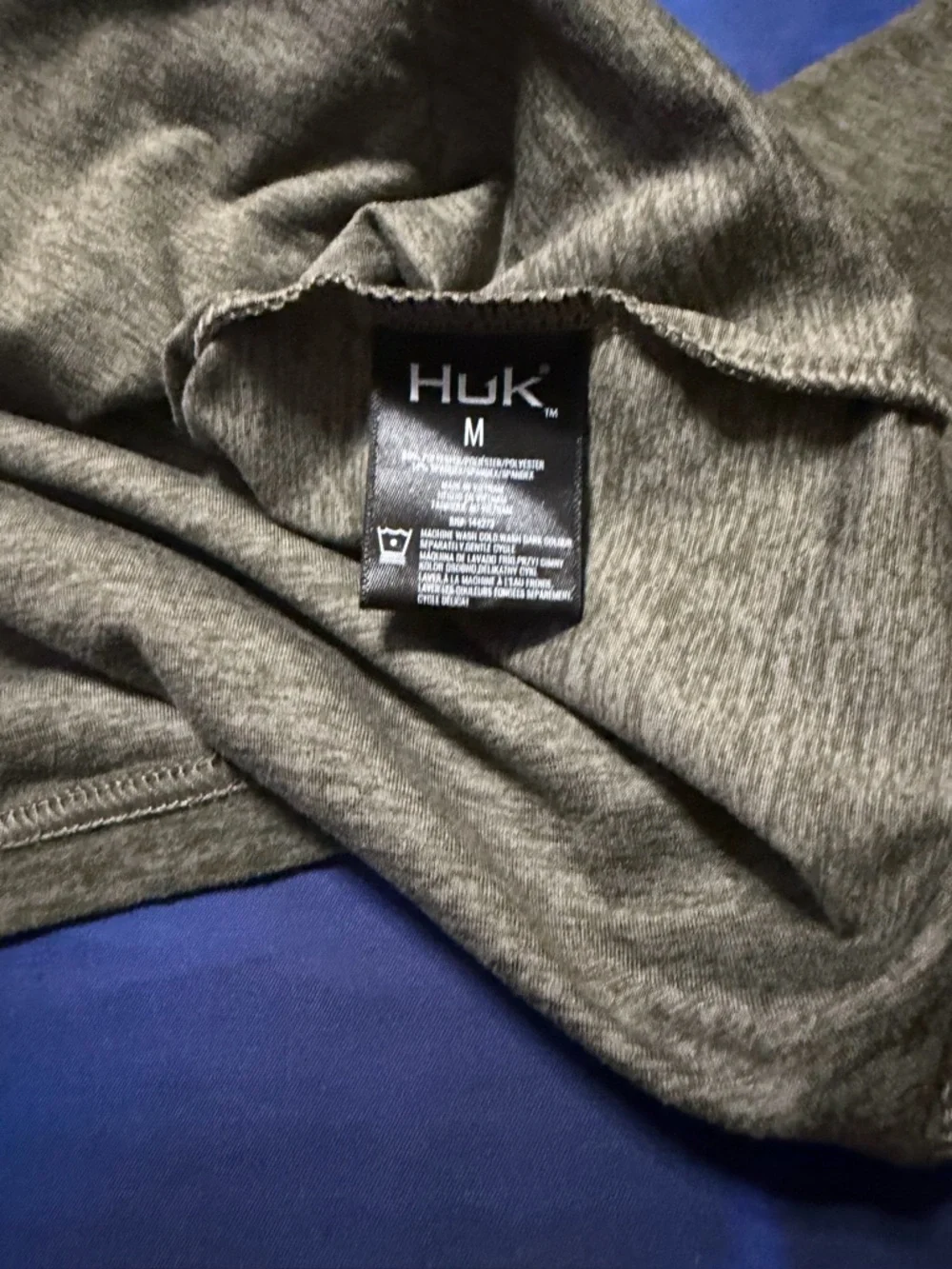 Huk Leeward Olive Green  Lightweight Fleece Pullover Hoodie - Picture 9 of 11